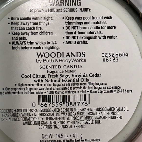 Bath & Body Works 3 Wick Candle Lot Men’s Woodlands and Ocean - Picture 7 of 9